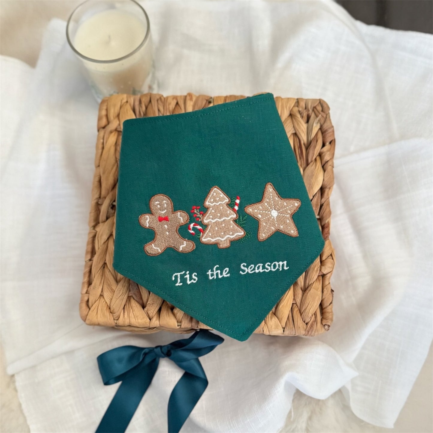 Holiday Embroidered Dog Bandana