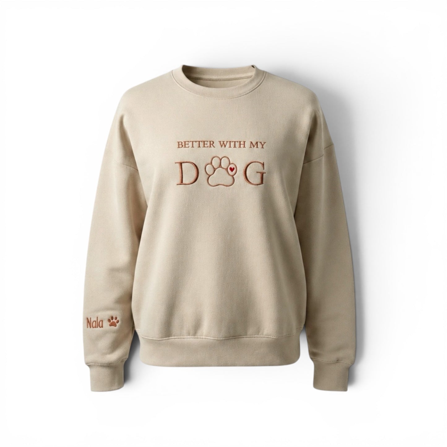 BETTER WITH MY DOG Soft mocha beige Crewneck